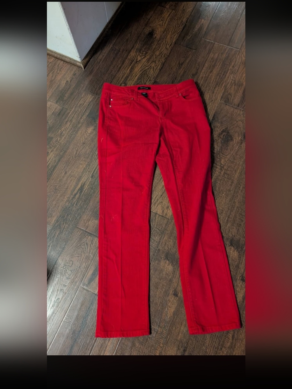 White House Black Market Red Straight-Leg Skinny Ankle Pants EUC